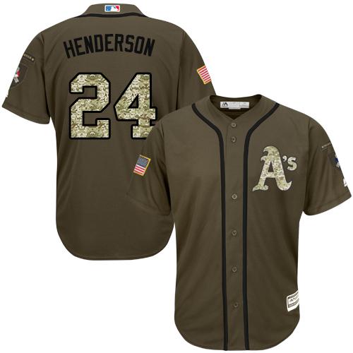 Athletics #24 Rickey Henderson Green Salute to Service Stitched MLB Jersey Athletics #24 Rickey Henderson Green Salute to Service Stitched MLB Jersey