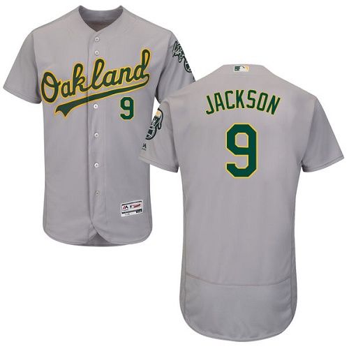 Athletics #9 Reggie Jackson Grey Flexbase Authentic Collection Stitched MLB Jersey Athletics #9 Reggie Jackson Grey Flexbase Authentic Collection Stitched MLB Jersey