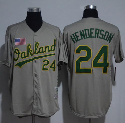 Mitchell And Ness Athletics #24 Rickey Henderson Grey Throwback Stitched MLB Jersey Mitchell And Ness Athletics #24 Rickey Henderson Grey Throwback Stitched MLB Jersey