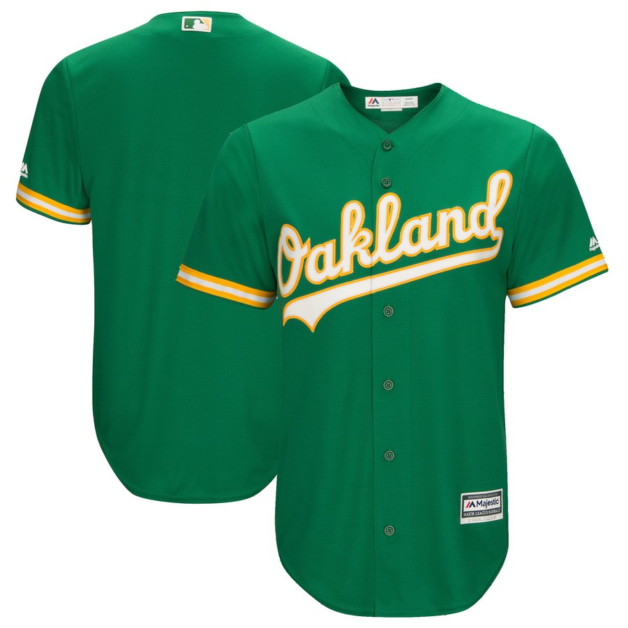 Men's Oakland Blank Athletics Majestic Kelly Green Cool Base Team Jersey