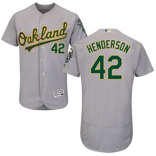 Athletics #42 Dave Henderson Grey Flexbase Authentic Collection Stitched MLB Jersey Athletics #42 Dave Henderson Grey Flexbase Authentic Collection Stitched MLB Jersey