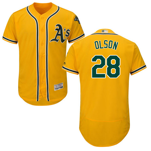 Athletics #28 Matt Olson Gold Flexbase Authentic Collection Stitched MLB Jersey Athletics #28 Matt Olson Gold Flexbase Authentic Collection Stitched MLB Jersey