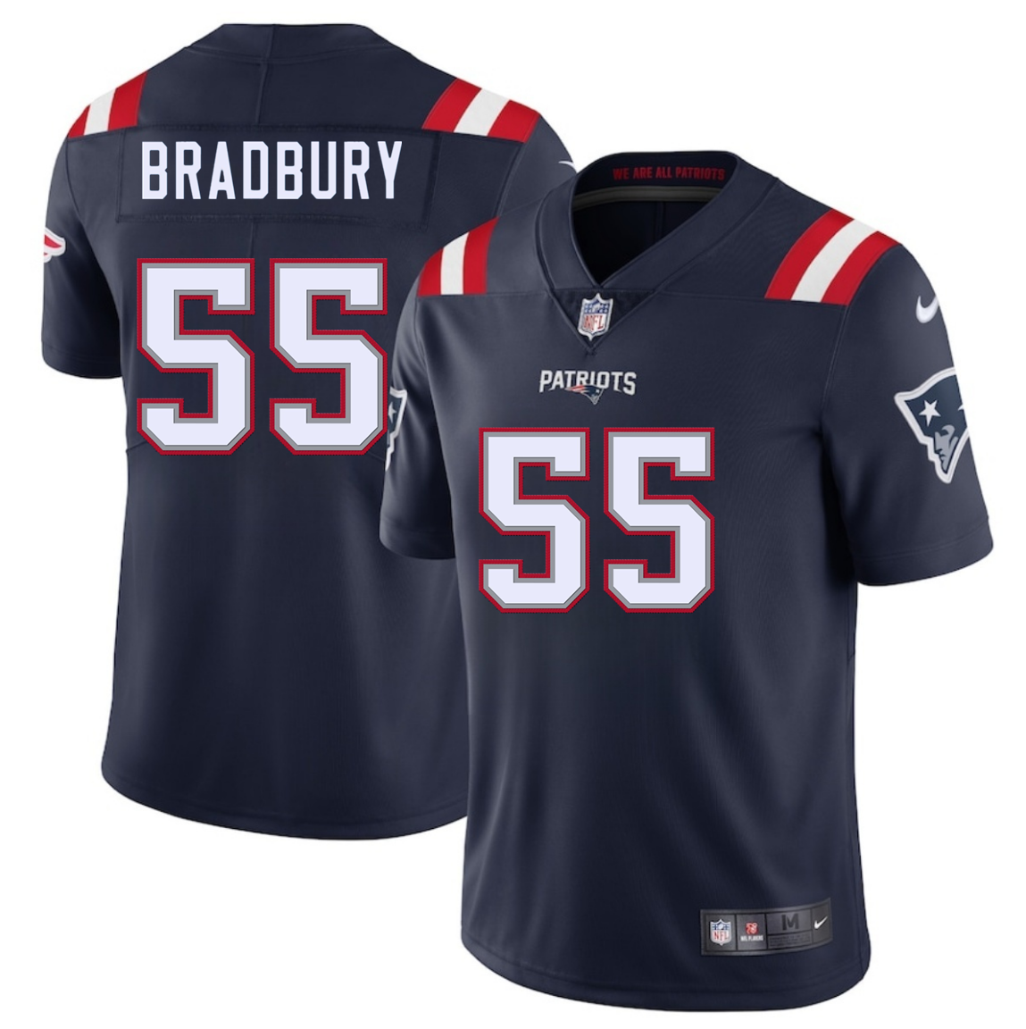 Men's New England Patriots #55 Garrett Bradbury Navy 2025 Vapor Limited Stitched Football Jersey Men's New England Patriots #55 Garrett Bradbury Navy 2025 Vapor Limited Stitched Football Jersey