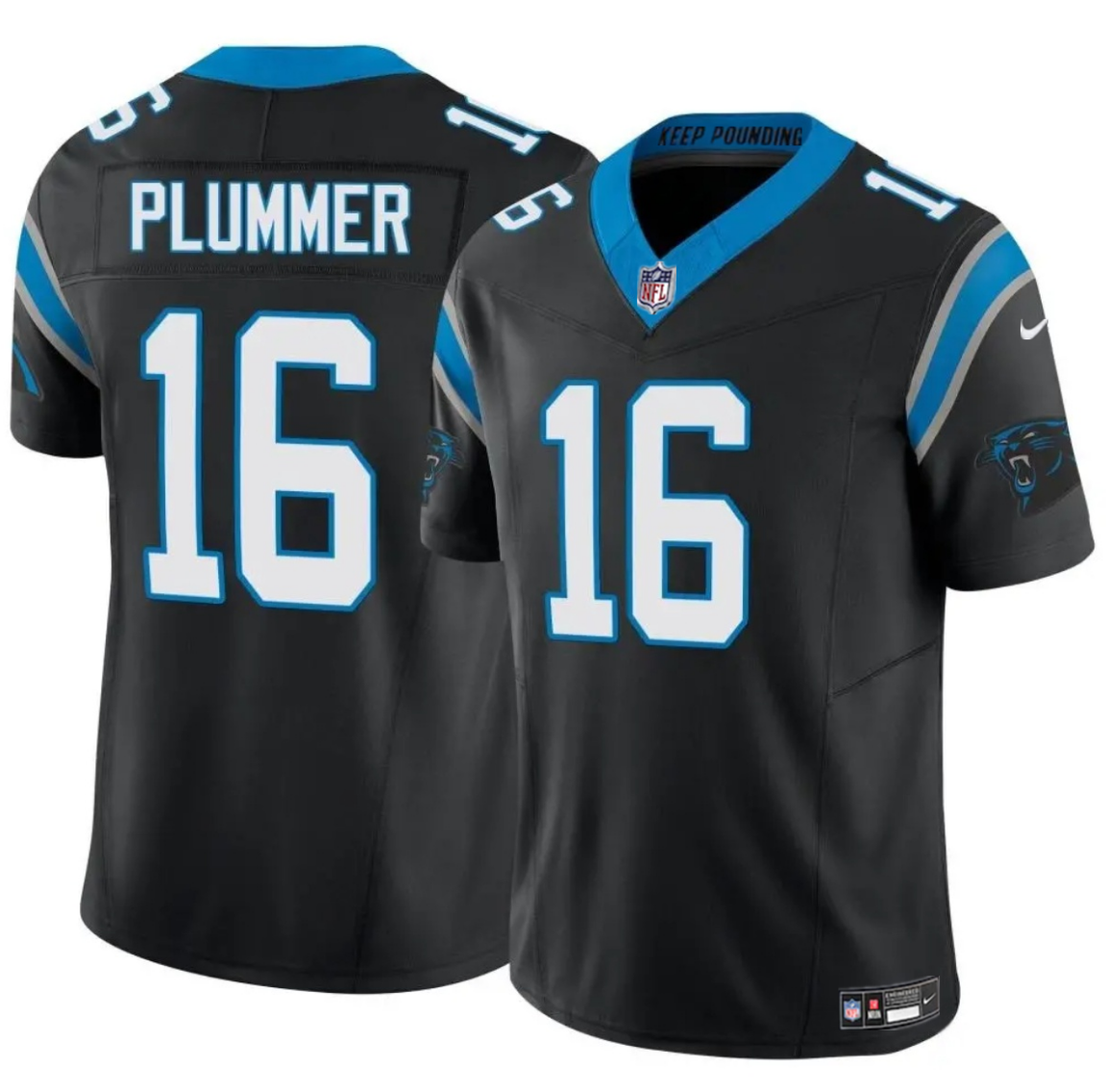 Men's Carolina Panthers #16 Jack Plummer Black 2024 F.U.S.E. Vapor Limited Stitched Football Jersey Men's Carolina Panthers #16 Jack Plummer Black 2024 F.U.S.E. Vapor Limited Stitched Football Jersey