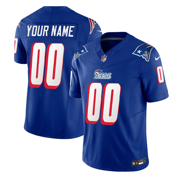 Men's New England Patriots Active Player Custom Blue 2023 F.U.S.E. Throwback Limited Stitched Football Jersey Men's New England Patriots Active Player Custom Blue 2023 F.U.S.E. Throwback Limited Stitched Football Jersey