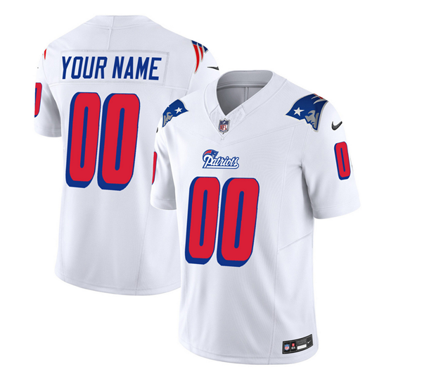 Men's New England Patriots Active Player Custom White 2023 F.U.S.E. Throwback Limited Stitched Football Jersey Men's New England Patriots Active Player Custom White 2023 F.U.S.E. Throwback Limited Stitched Football Jersey