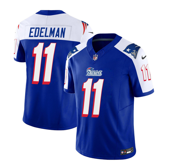Men's New England Patriots #11 Julian Edelman Blue/White 2023 F.U.S.E. Vapor Limited Stitched Football Jersey Men's New England Patriots #11 Julian Edelman Blue/White 2023 F.U.S.E. Vapor Limited Stitched Football Jersey