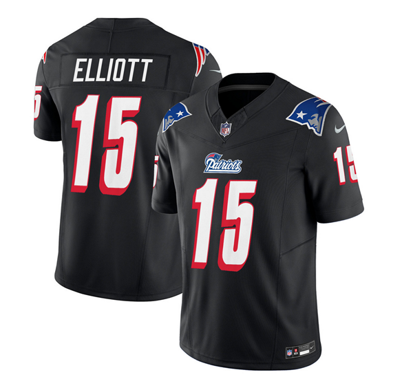 Men's New England Patriots #15 Ezekiel Elliott Black 2023 F.U.S.E. Throwback Limited Stitched Football Jersey Men's New England Patriots #15 Ezekiel Elliott Black 2023 F.U.S.E. Throwback Limited Stitched Football Jersey