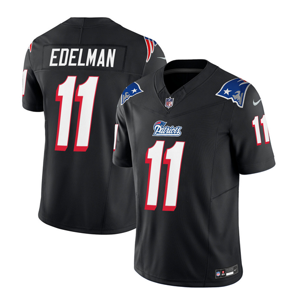 Men's New England Patriots #11 Julian Edelman Black 2023 F.U.S.E. Throwback Limited Stitched Football Jersey Men's New England Patriots #11 Julian Edelman Black 2023 F.U.S.E. Throwback Limited Stitched Football Jersey