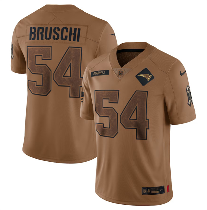 Men's New England Patriots #54 Tedy Bruschi 2023 Brown Salute To Service Limited Football Jersey Men's New England Patriots #54 Tedy Bruschi 2023 Brown Salute To Service Limited Football Jersey