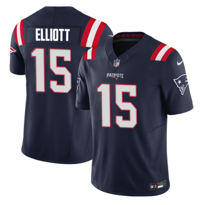 Men's New England Patriots #15 Ezekiel Elliott Navy 2023 F.U.S.E. Vapor Limited Stitched Football Jersey Men's New England Patriots #15 Ezekiel Elliott Navy 2023 F.U.S.E. Vapor Limited Stitched Football Jersey