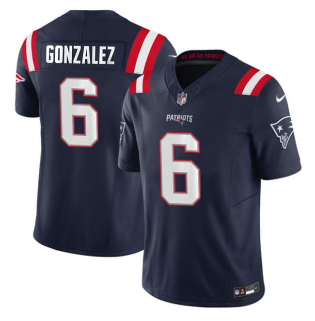 Men's New England Patriots #6 Christian Gonzalez Navy 2023 F.U.S.E. Vapor Limited Stitched Football Jersey Men's New England Patriots #6 Christian Gonzalez Navy 2023 F.U.S.E. Vapor Limited Stitched Football Jersey