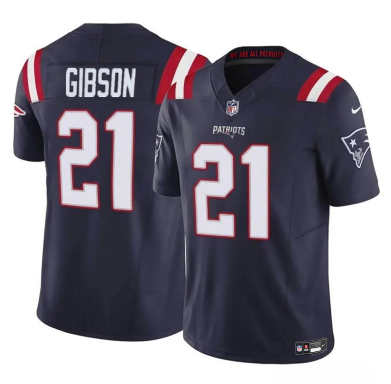 Men's New England Patriots #21 Antonio Gibson Navy 2023 F.U.S.E. Vapor Limited Stitched Football Jersey Men's New England Patriots #21 Antonio Gibson Navy 2023 F.U.S.E. Vapor Limited Stitched Football Jersey