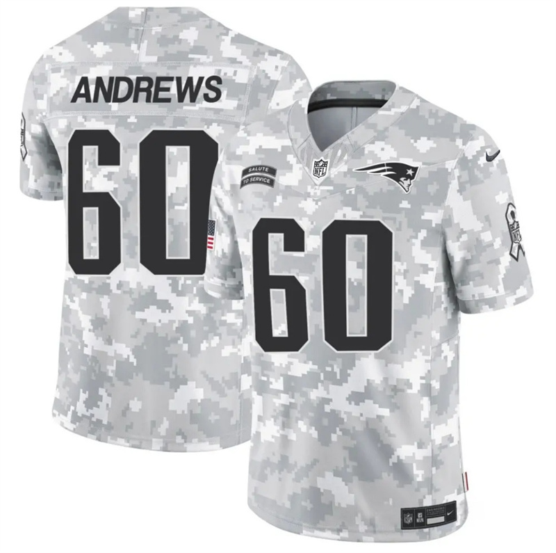 Men's New England Patriots #60 David Andrews 2024 F.U.S.E Arctic Camo Salute to Service Limited Stitched Jersey Men's New England Patriots #60 David Andrews 2024 F.U.S.E Arctic Camo Salute to Service Limited Stitched Jersey