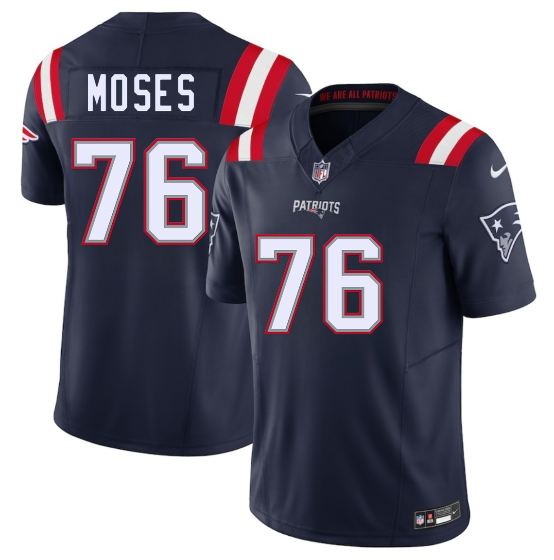 Men's New England Patriots #76 Morgan Moses Navy 2025 F.U.S.E. Vapor Limited Stitched Football Jersey Men's New England Patriots #76 Morgan Moses Navy 2025 F.U.S.E. Vapor Limited Stitched Football Jersey