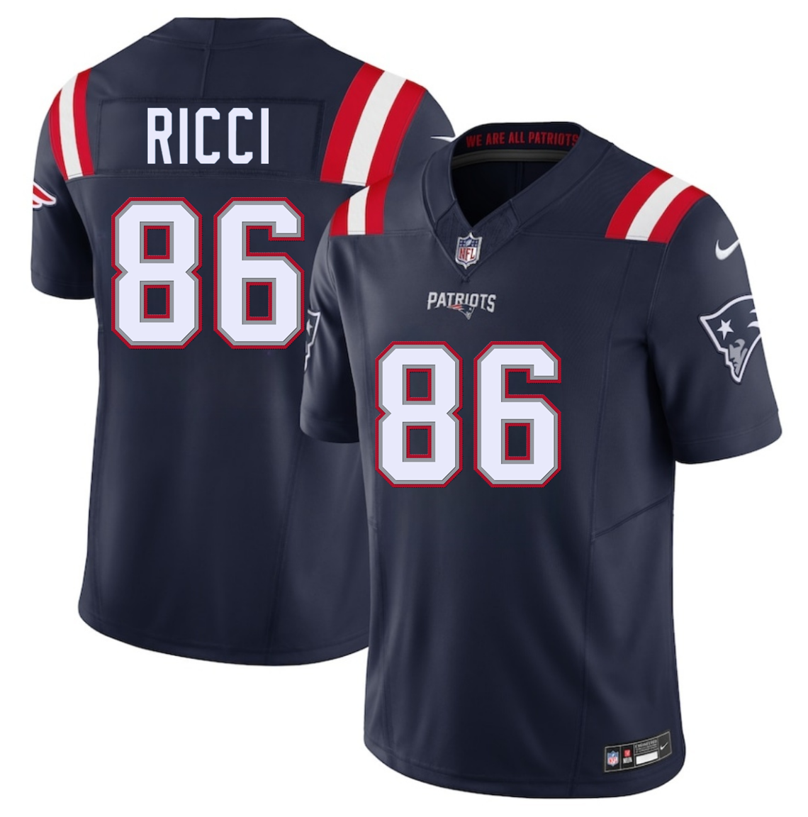 Men's New England Patriots #86 Giovanni Ricci Navy 2025 F.U.S.E. Vapor Limited Stitched Football Jersey Men's New England Patriots #86 Giovanni Ricci Navy 2025 F.U.S.E. Vapor Limited Stitched Football Jersey