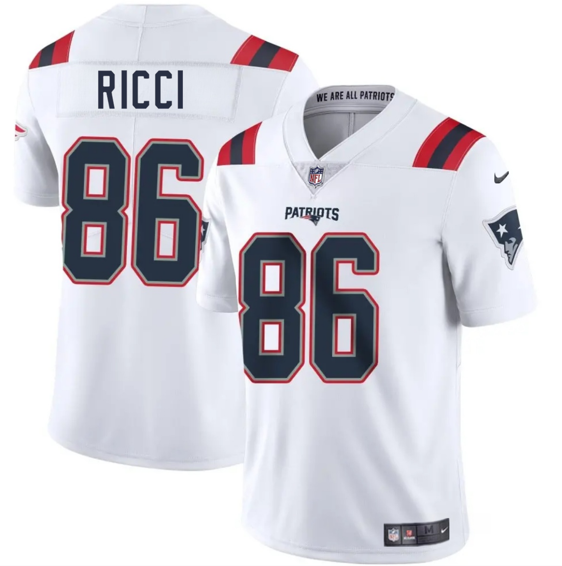 Men's New England Patriots #86 Giovanni Ricci White 2025 Vapor Limited Stitched Football Jersey Men's New England Patriots #86 Giovanni Ricci White 2025 Vapor Limited Stitched Football Jersey