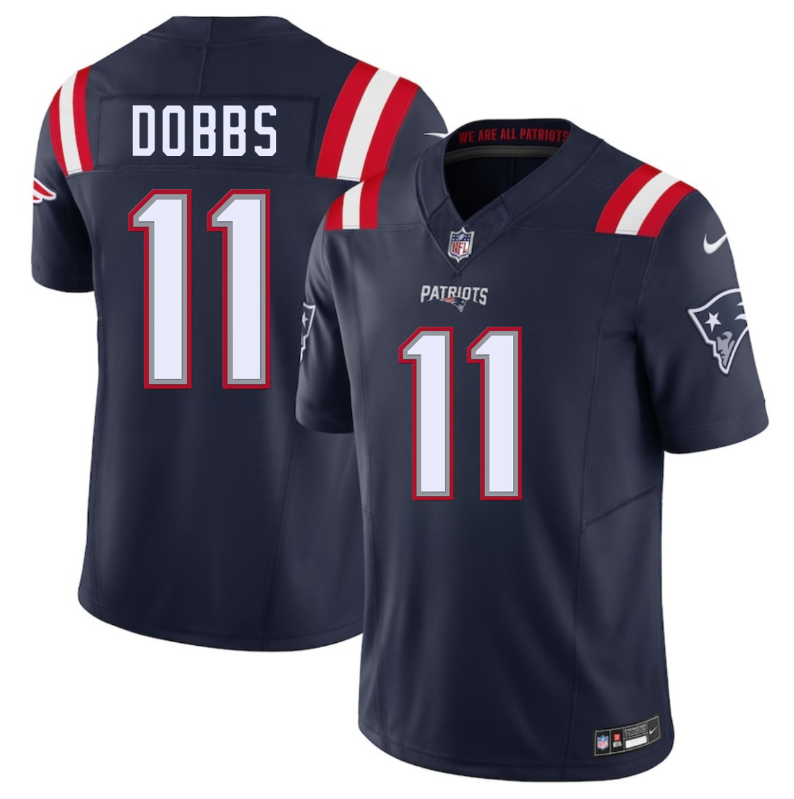 Men's New England Patriots #11 Joshua Dobbs Navy 2025 F.U.S.E. Vapor Limited Stitched Football Jersey Men's New England Patriots #11 Joshua Dobbs Navy 2025 F.U.S.E. Vapor Limited Stitched Football Jersey