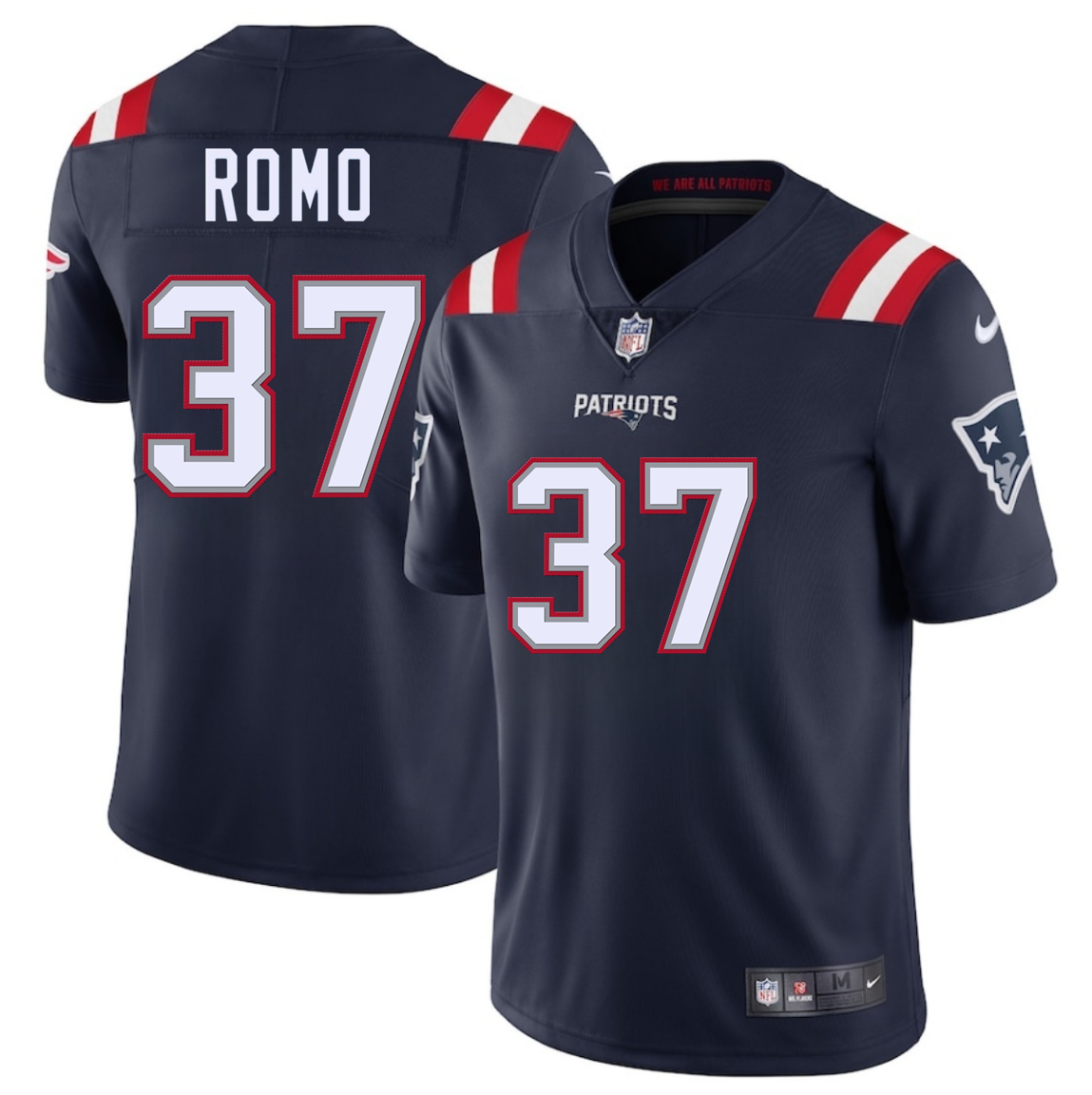Men's New England Patriots #37 Parker Romo Navy 2025 Vapor Limited Stitched Football Jersey Men's New England Patriots #37 Parker Romo Navy 2025 Vapor Limited Stitched Football Jersey