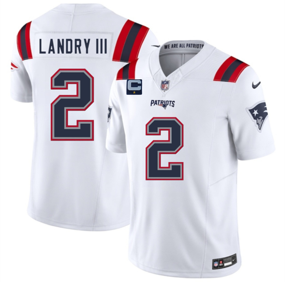 Men's New England Patriots #2 Harold Landry III White 2025 F.U.S.E. With 1-Star C Patch Vapor Limited Stitched Football Jersey Men's New England Patriots #2 Harold Landry III White 2025 F.U.S.E. With 1-Star C Patch Vapor Limited Stitched Football Jersey