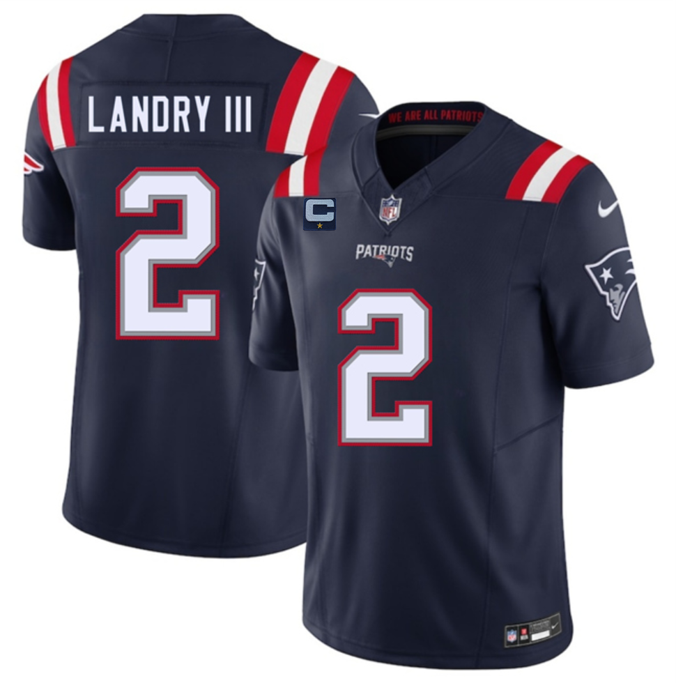 Men's New England Patriots #2 Harold Landry III Navy 2025 F.U.S.E. With 1-Star C Patch Vapor Limited Stitched Football Jersey Men's New England Patriots #2 Harold Landry III Navy 2025 F.U.S.E. With 1-Star C Patch Vapor Limited Stitched Football Jersey