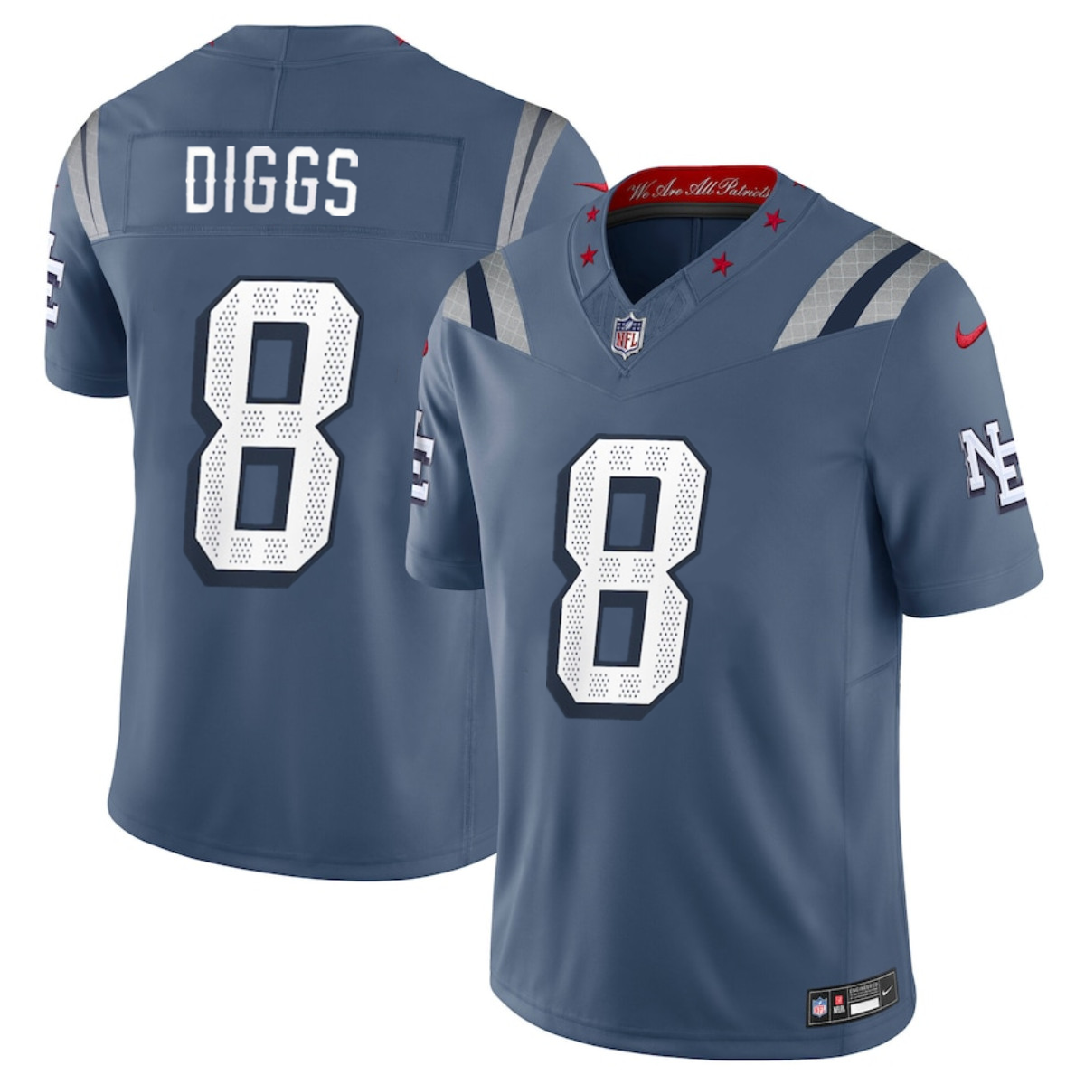 Men's New England Patriots #8 Stefon Diggs 2025 F.U.S.E. “Rivalries” Vapor Limited Stitched Football Jersey Men's New England Patriots #8 Stefon Diggs 2025 F.U.S.E. “Rivalries” Vapor Limited Stitched Football Jersey