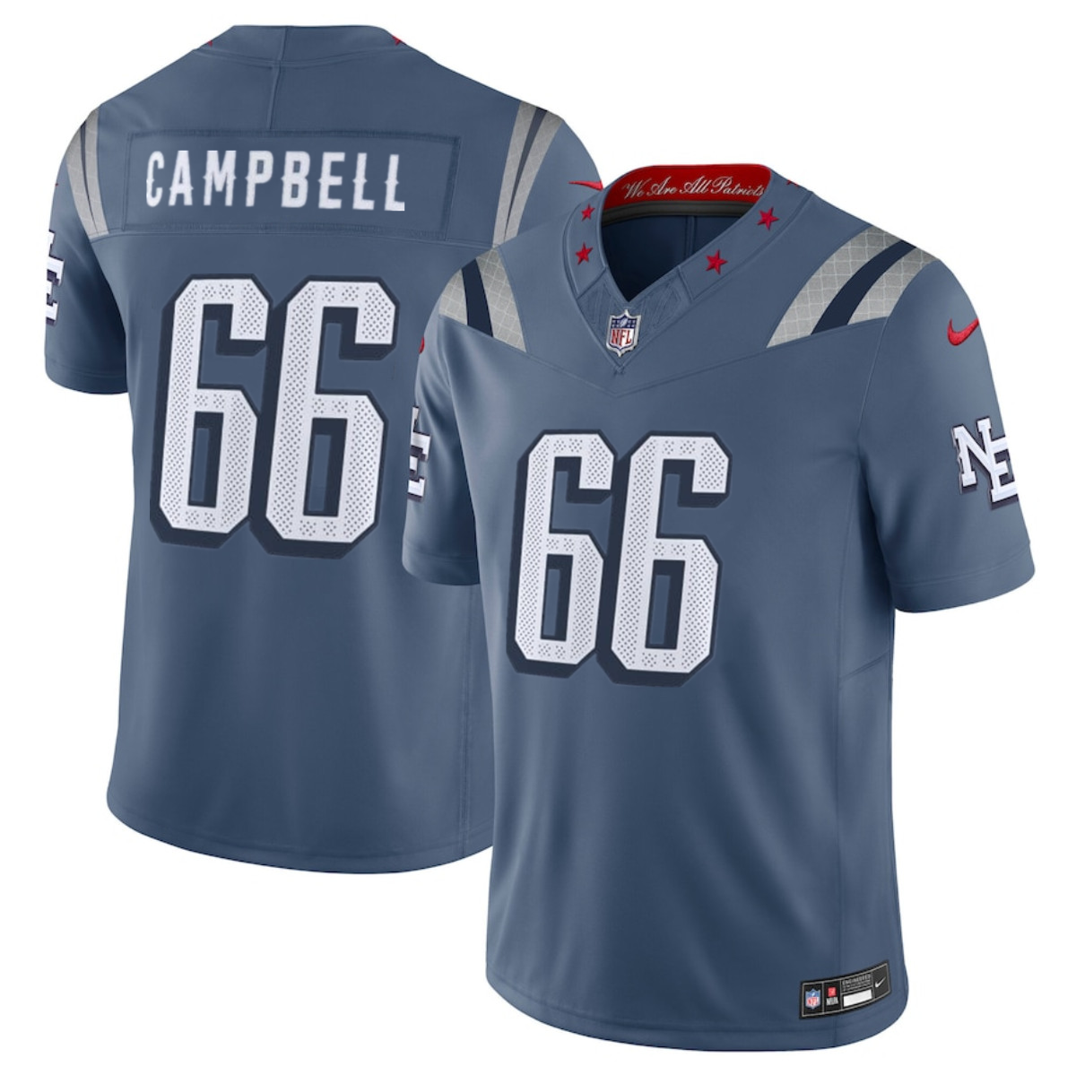 Men's New England Patriots #66 Will Campbell 2025 F.U.S.E. “Rivalries” Vapor Limited Stitched Football Jersey Men's New England Patriots #66 Will Campbell 2025 F.U.S.E. “Rivalries” Vapor Limited Stitched Football Jersey
