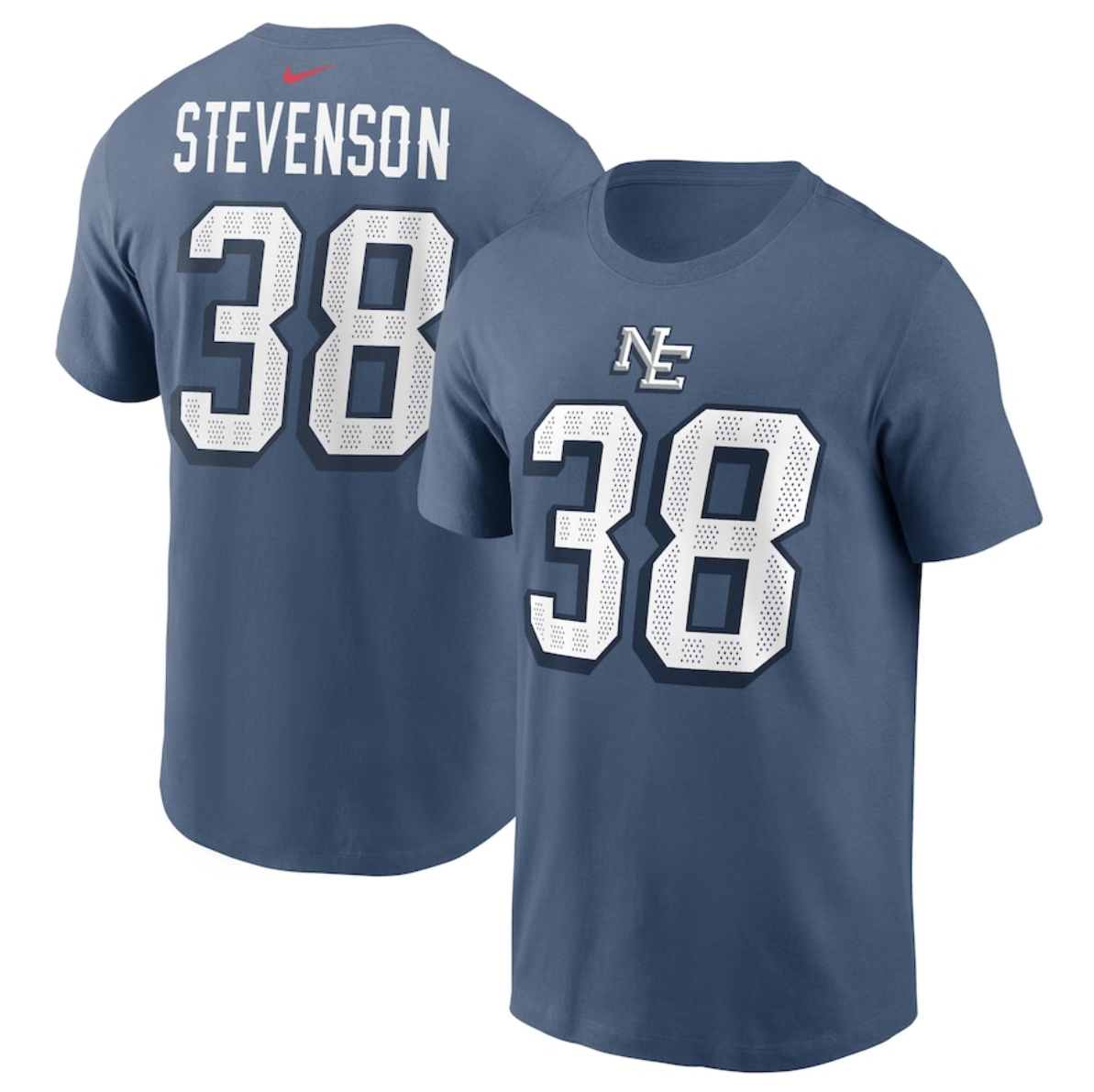 Men's New England Patriots #38 Rhamondre Stevenson Blue 2025 Rivalries Collection Player Name & Number T-Shirt Men's New England Patriots #38 Rhamondre Stevenson Blue 2025 Rivalries Collection Player Name & Number T-Shirt