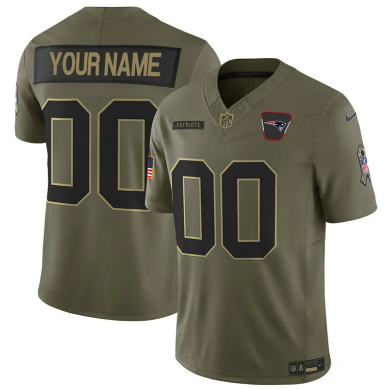 Men's New England Patriots Active Player Custom Olive 2025 F.U.S.E. Salute to Service Limited Stitched Football Jersey Men's New England Patriots Active Player Custom Olive 2025 F.U.S.E. Salute to Service Limited Stitched Football Jersey