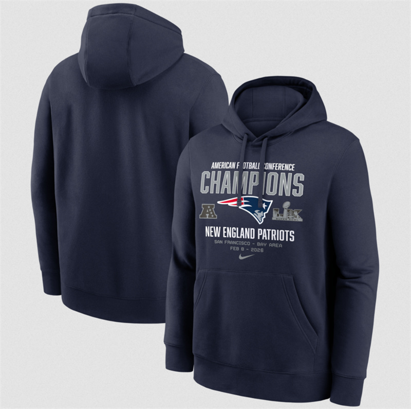 Men's New England Patriots Navy 2025 AFC Champions Team Nation Hoodie Men's New England Patriots Navy 2025 AFC Champions Team Nation Hoodie