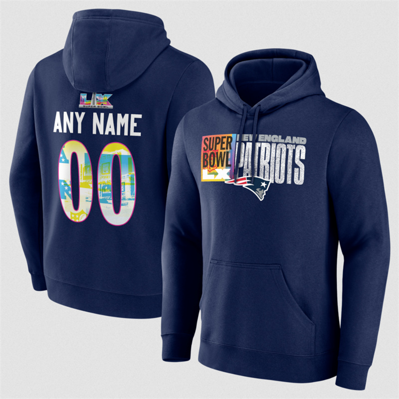 Men's New England Patriots Navy 2025 Super Bowl LX Big & Tall Custom Name & Number Hoodie Men's New England Patriots Navy 2025 Super Bowl LX Big & Tall Custom Name & Number Hoodie
