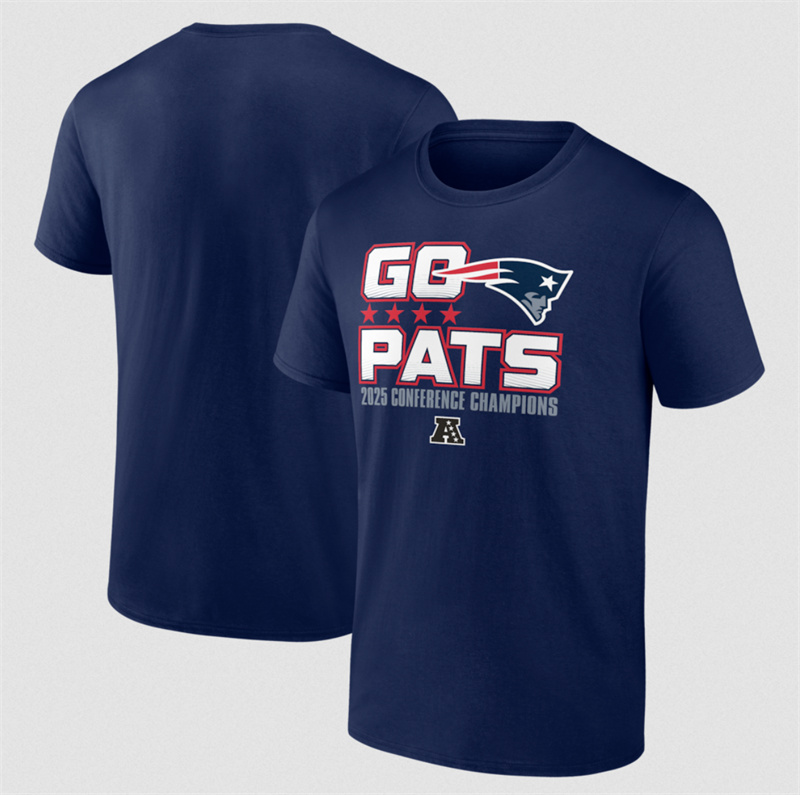 Men's New England Patriots Navy 2025 AFC Champions Hometown T-Shirt Men's New England Patriots Navy 2025 AFC Champions Hometown T-Shirt
