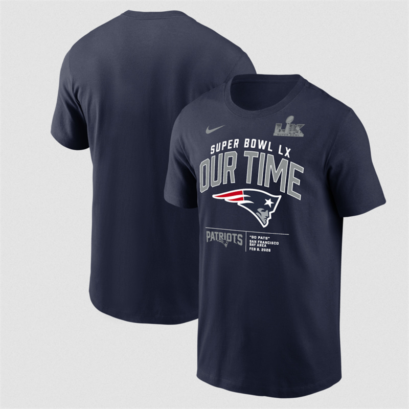 Men's New England Patriots New England Patriots Navy 2025 Super Bowl LX Clear Sign T-Shirt Men's New England Patriots New England Patriots Navy 2025 Super Bowl LX Clear Sign T-Shirt