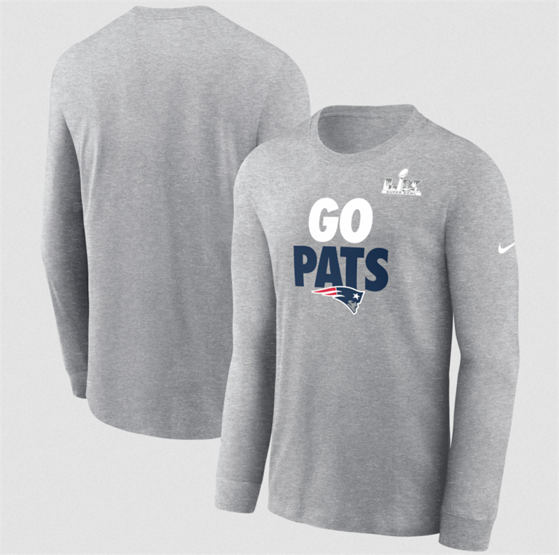 Men's New England Patriots Heather Gray 2025 Super Bowl LX Fast As Fast Gets Long Sleeve T-Shirt Men's New England Patriots Heather Gray 2025 Super Bowl LX Fast As Fast Gets Long Sleeve T-Shirt