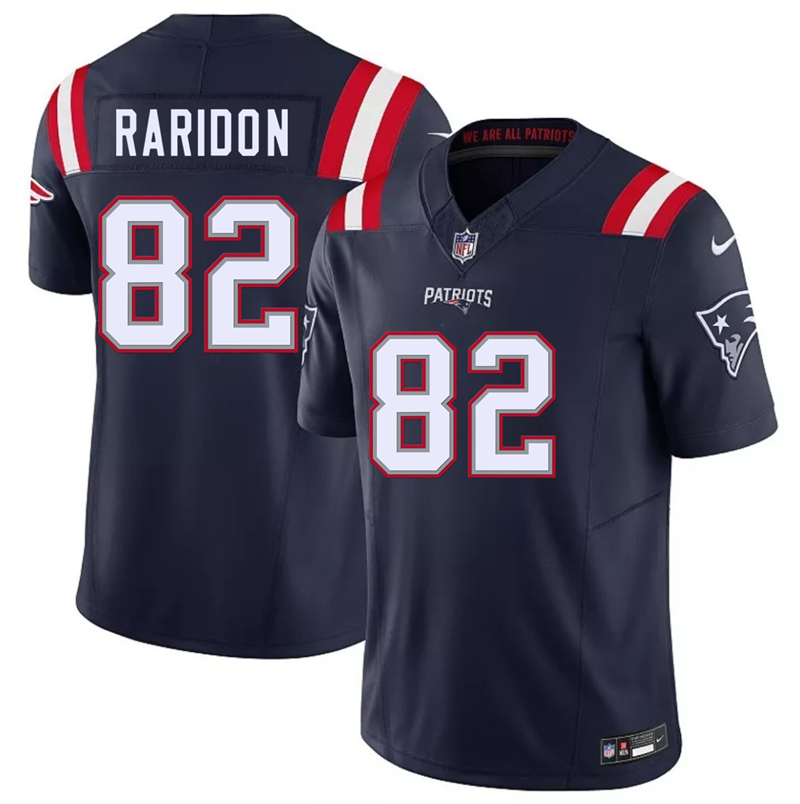 Men's New England Patriots #82 Eli Raridon Navy 2026 Draft F.U.S.E. Vapor Limited Stitched Football Jersey