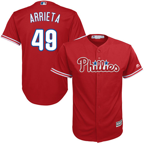 Phillies #49 Jake Arrieta Red New Cool Base Stitched MLB Jersey Phillies #49 Jake Arrieta Red New Cool Base Stitched MLB Jersey
