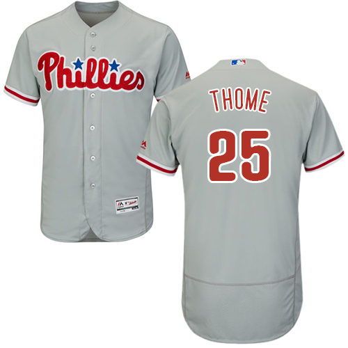 Phillies #25 Jim Thome Grey Flexbase Authentic Collection Stitched MLB Jersey Phillies #25 Jim Thome Grey Flexbase Authentic Collection Stitched MLB Jersey