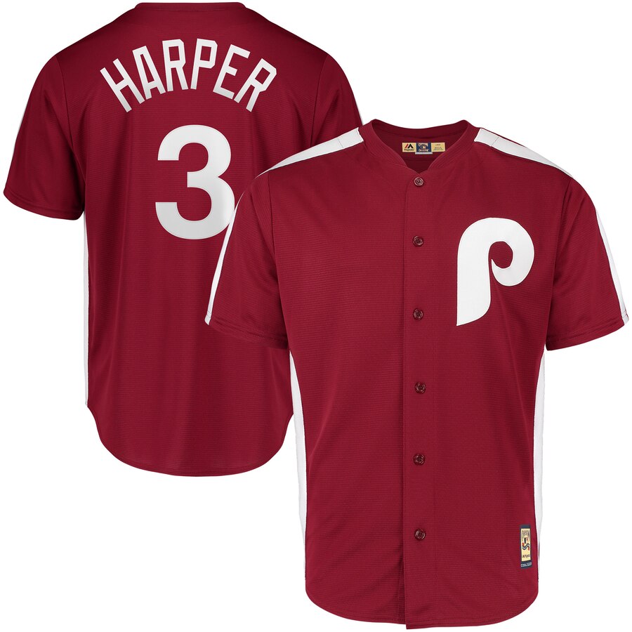 Philadelphia Phillies #3 Bryce Harper Majestic 1979 Saturday Night Special Cool Base Cooperstown Player Jersey Maroon Philadelphia Phillies #3 Bryce Harper Majestic 1979 Saturday Night Special Cool Base Cooperstown Player Jersey Maroon