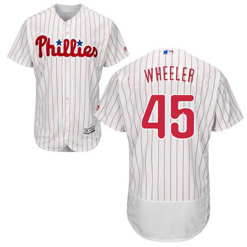 Phillies #45 Zack Wheeler White(Red Strip) Flexbase Authentic Collection Stitched MLB Jersey Phillies #45 Zack Wheeler White(Red Strip) Flexbase Authentic Collection Stitched MLB Jersey