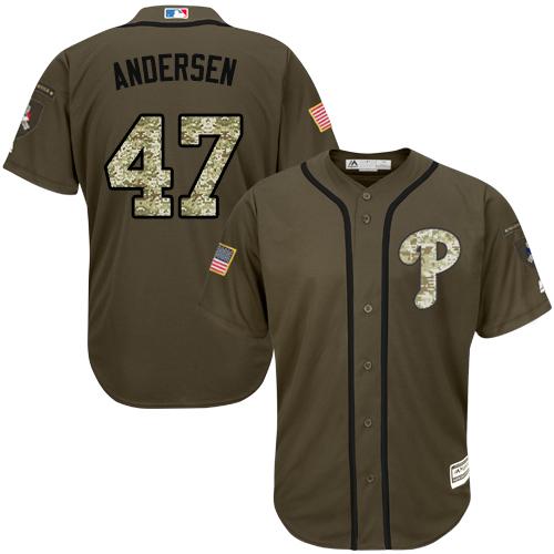 Phillies #47 Larry Andersen Green Salute to Service Stitched MLB Jersey Phillies #47 Larry Andersen Green Salute to Service Stitched MLB Jersey