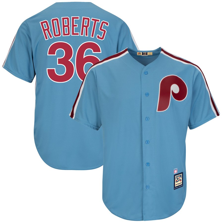 Philadelphia Phillies #36 Robin Roberts Majestic Cooperstown Collection Cool Base Player Jersey Light Blue Philadelphia Phillies #36 Robin Roberts Majestic Cooperstown Collection Cool Base Player Jersey Light Blue