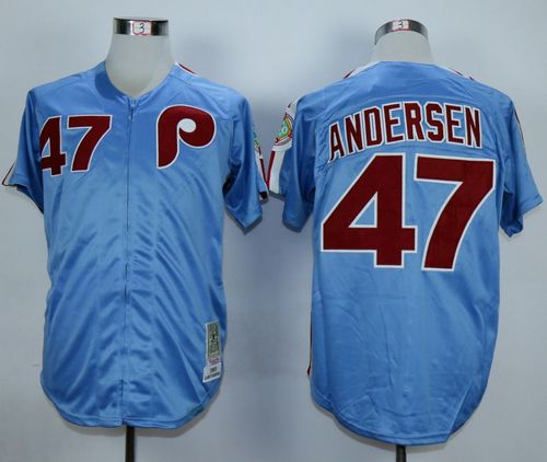 Mitchell And Ness Phillies #47 Larry Andersen Blue Throwback Stitched MLB Jersey Mitchell And Ness Phillies #47 Larry Andersen Blue Throwback Stitched MLB Jersey