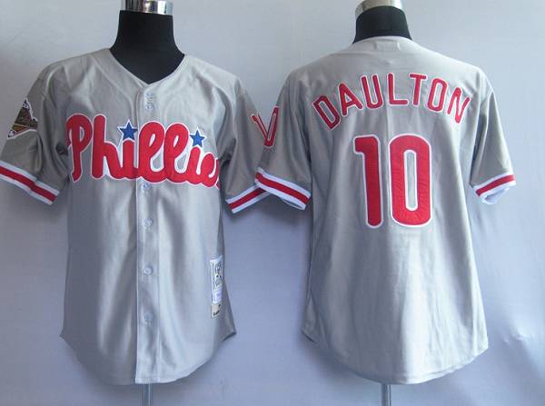 Mitchell and Ness Phillies #10 Royal Daulton Grey Stitched Throwback MLB Jersey Mitchell and Ness Phillies #10 Royal Daulton Grey Stitched Throwback MLB Jersey