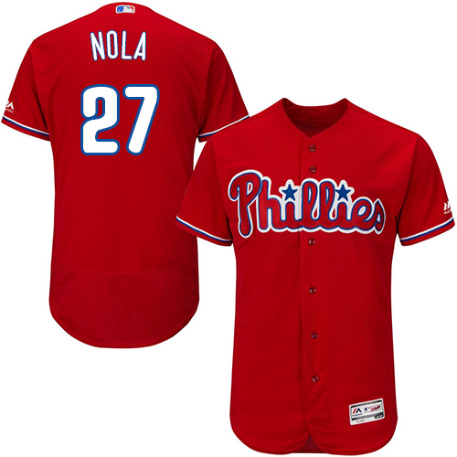 Phillies #27 Aaron Nola Red Flexbase Authentic Collection Stitched MLB Jersey Phillies #27 Aaron Nola Red Flexbase Authentic Collection Stitched MLB Jersey