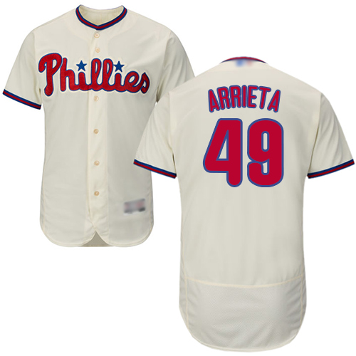 Phillies #49 Jake Arrieta Cream Flexbase Authentic Collection Stitched MLB Jersey Phillies #49 Jake Arrieta Cream Flexbase Authentic Collection Stitched MLB Jersey