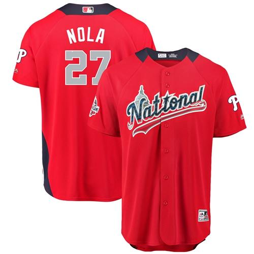 Phillies #27 Aaron Nola Red 2018 All-Star National League Stitched MLB Jersey Phillies #27 Aaron Nola Red 2018 All-Star National League Stitched MLB Jersey