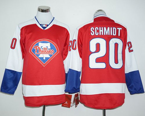 Phillies #20 Mike Schmidt Red Long Sleeve Stitched MLB Jersey Phillies #20 Mike Schmidt Red Long Sleeve Stitched MLB Jersey