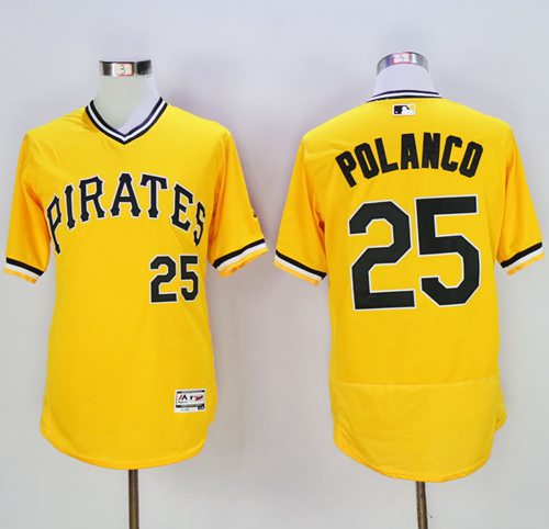 Pirates #25 Gregory Polanco Gold Flexbase Authentic Collection Cooperstown Stitched MLB Jersey Pirates #25 Gregory Polanco Gold Flexbase Authentic Collection Cooperstown Stitched MLB Jersey