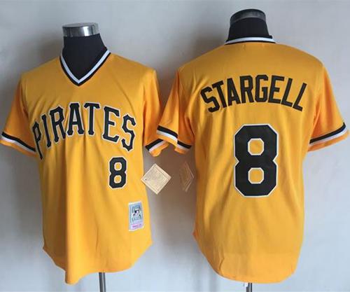 Mitchell and Ness Pirates #8 Willie Stargell Stitched Yellow Throwback MLB Jersey Mitchell and Ness Pirates #8 Willie Stargell Stitched Yellow Throwback MLB Jersey