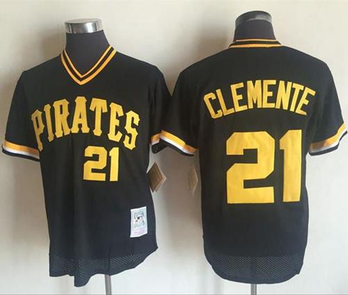 Mitchell and Ness 1982 Pirates #21 Roberto Clemente Stitched Black Throwback MLB Jersey Mitchell and Ness 1982 Pirates #21 Roberto Clemente Stitched Black Throwback MLB Jersey